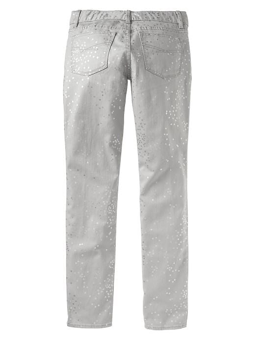 2 of 8 showing, with the color silver of product 1969 metallic star super skinny jeans
