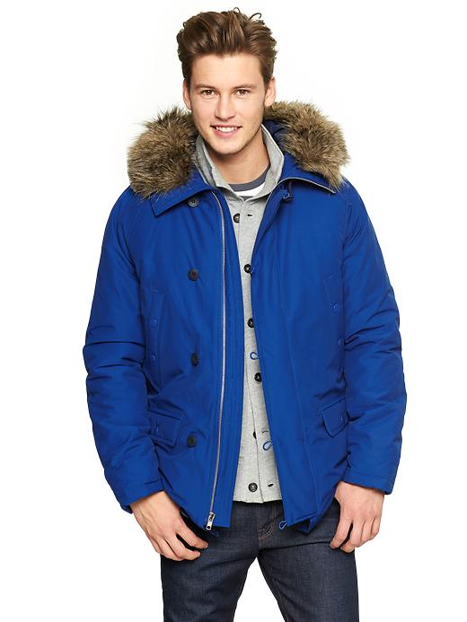 1 of 8 showing, with the color brilliant blue of product Fur Trim Anorak
