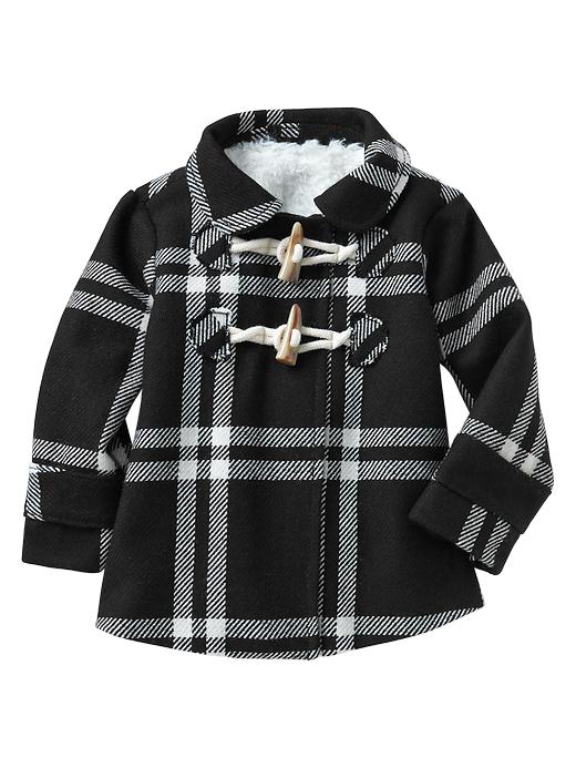 1 of 8 showing, with the color true black of product Plaid toggle coat