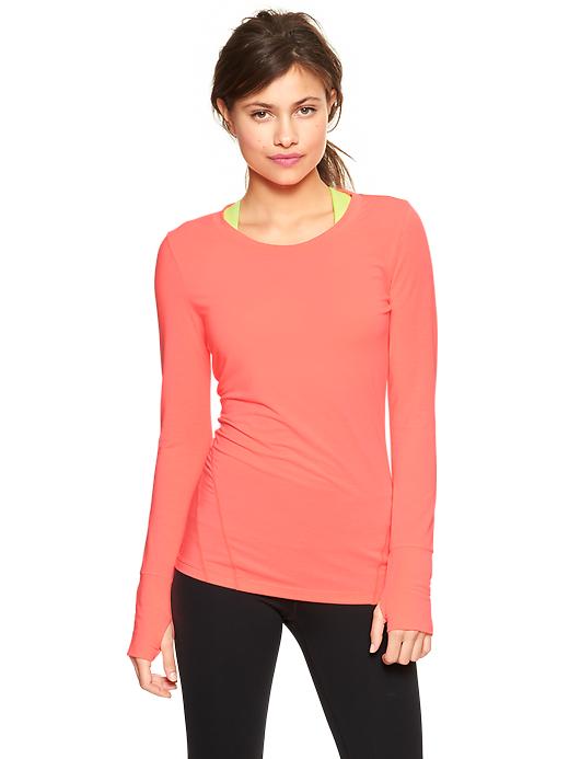 1 of 8 showing, with the color neon coral volt of product GapFit Breathe Long Sleeve T-Shirt