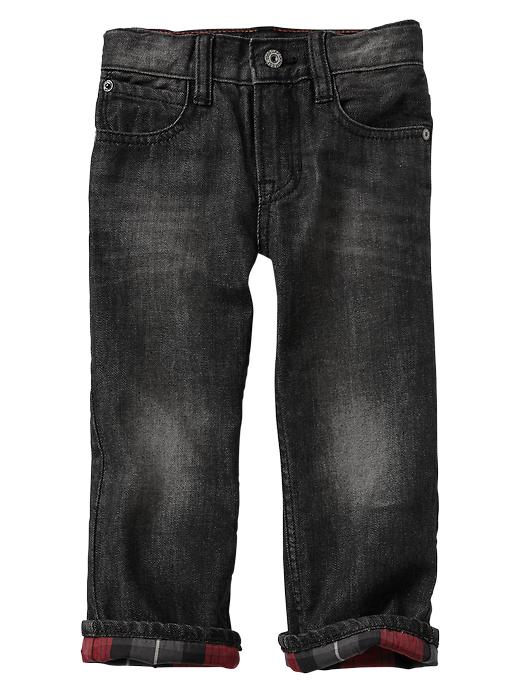1 of 8 showing, with the color black denim of product Flannel-lined original fit jeans