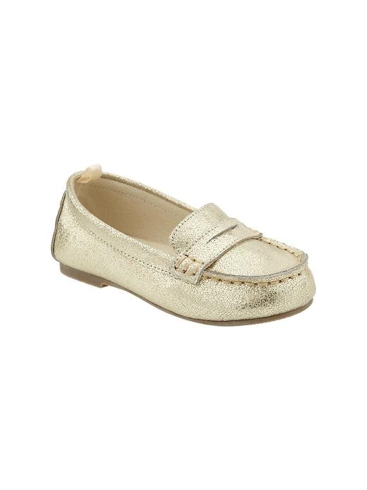 1 of 8 showing, with the color champagne of product Metallic loafers