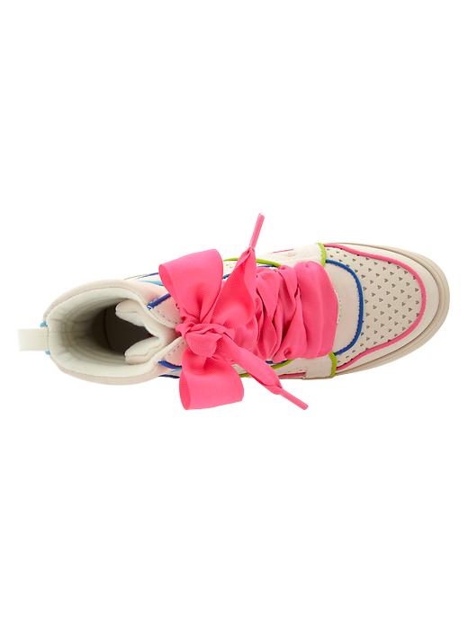 2 of 8 showing, with the color pumice of product Neon piped hi-top sneakers