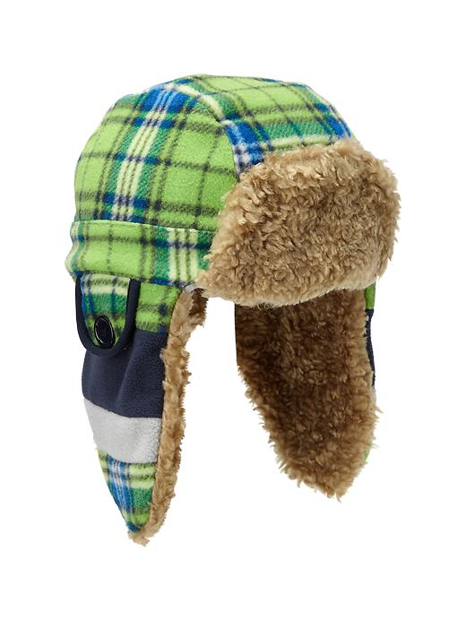 1 of 8 showing, with the color blue plaid1 of product Printed fleece trapper hat