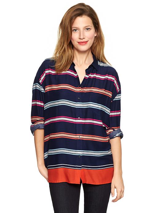 1 of 8 showing, with the color blue & pink stripe of product Stripe dolman-sleeve top