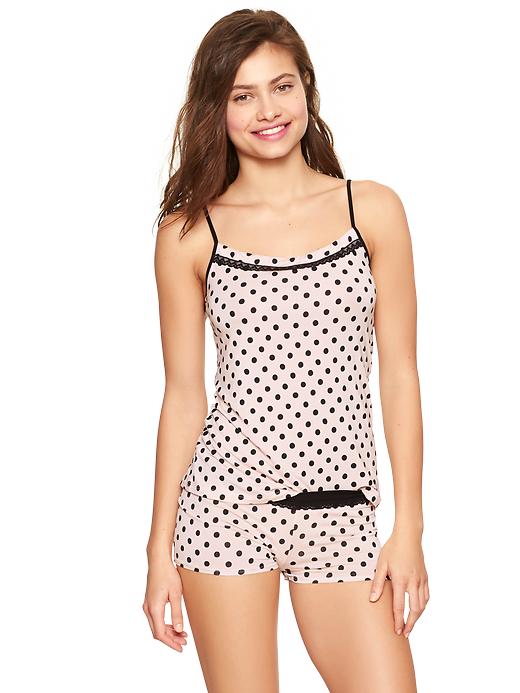 1 of 8 showing, with the color valentine spot pink of product Lace-trim modal cami