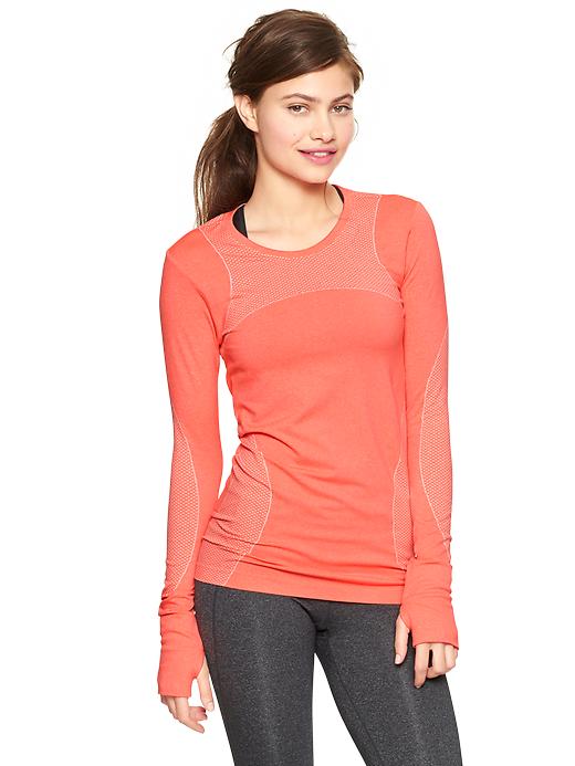 1 of 8 showing, with the color neon orange of product GapFit Motion graphic long-sleeve T
