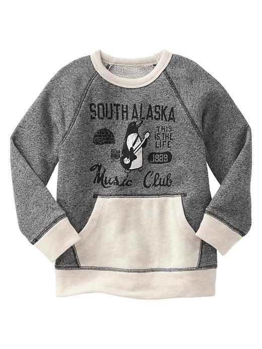 1 of 8 showing, with the color charcoal heather of product Marled graphic sweatshirt