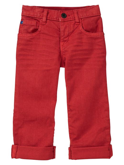 1 of 8 showing, with the color red of product Colored straight jeans