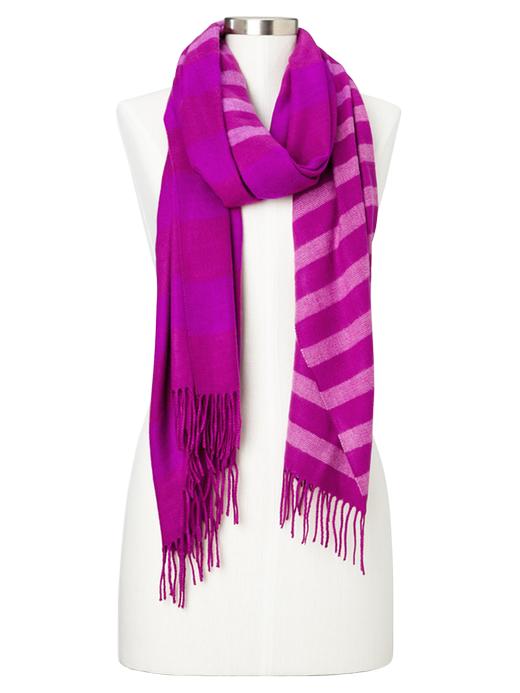 1 of 8 showing, with the color hot magenta of product Cozy gradient-stripe scarf