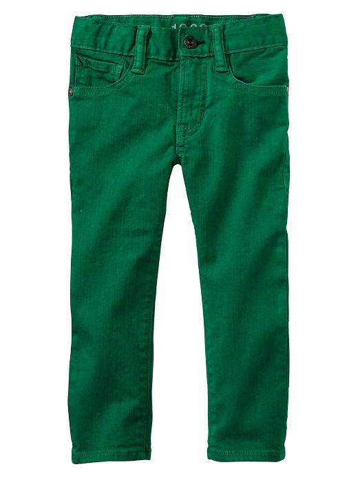 1 of 8 showing, with the color holiday green pine of product Colored skinny fit jeans