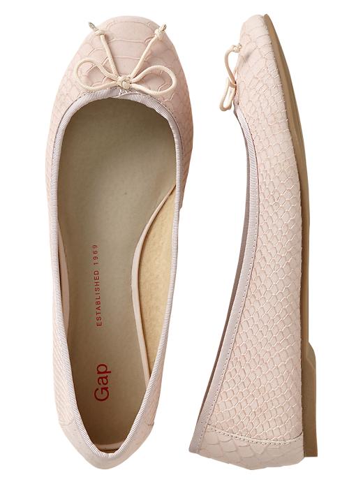 1 of 8 showing, with the color pink cameo of product Snakeskin leather ballet flats