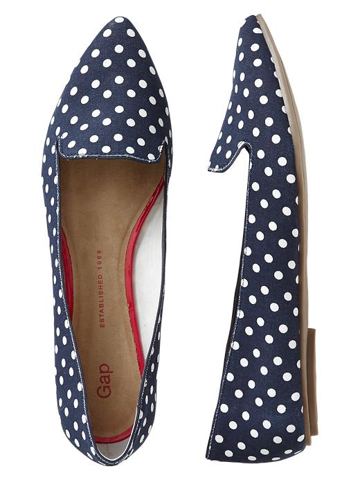 1 of 8 showing, with the color navy polka dot of product Printed pointy flats