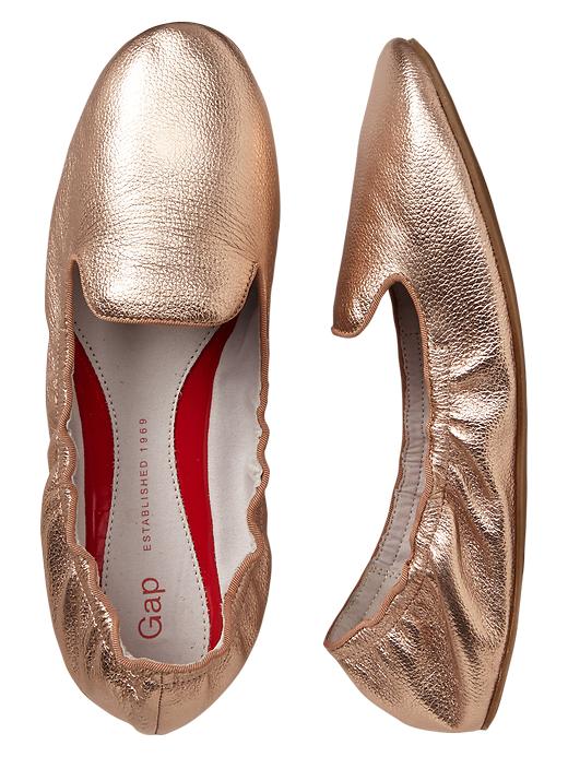 View large product image 1 of 1. Metallic scrunch leather loafers