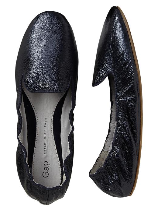 1 of 8 showing, with the color navy of product Metallic scrunch leather loafers