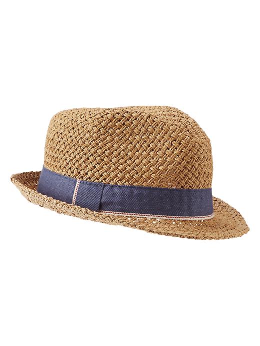 1 of 8 showing, with the color denim of product Open-weave fedora