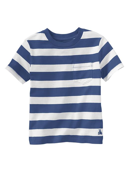 1 of 8 showing, with the color atlantic blue of product Stripe pocket tee