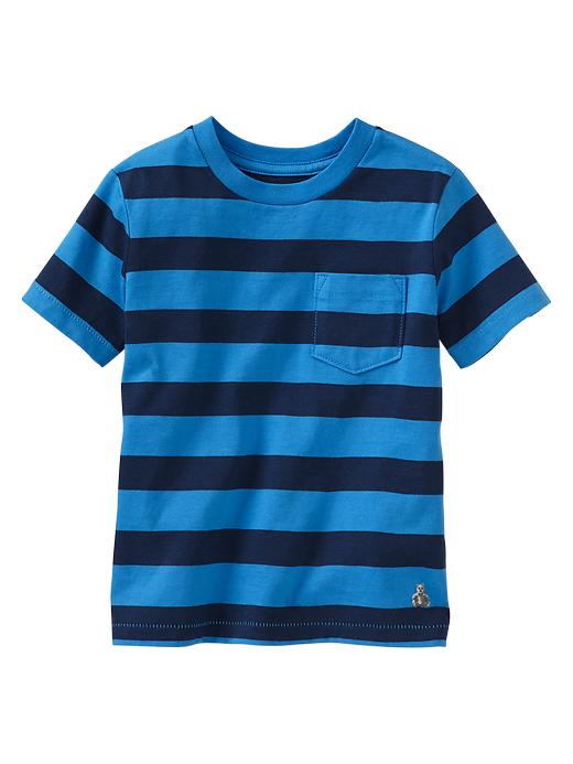 1 of 8 showing, with the color paradise blue of product Stripe pocket tee