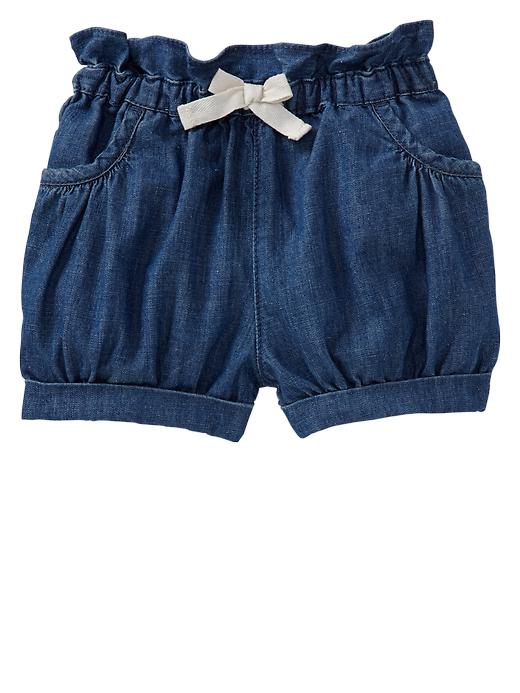 1 of 8 showing, with the color denim of product Denim bubble shorts