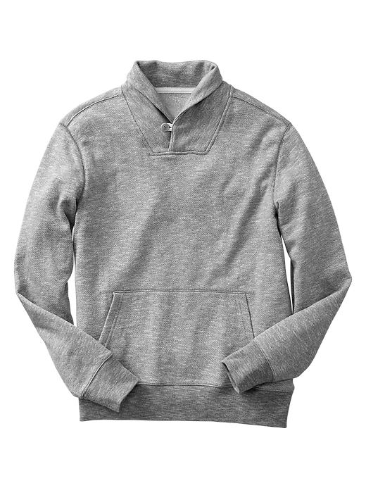 1 of 8 showing, with the color heather grey of product Marled shawlneck pullover