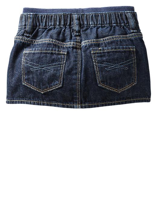 2 of 8 showing, with the color denim of product Pull-on denim mini skirt