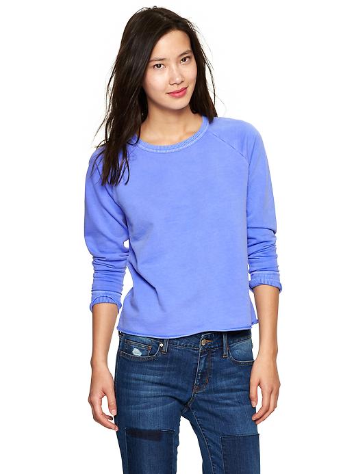 1 of 8 showing, with the color neon medium blue of product Raw-hem sweatshirt