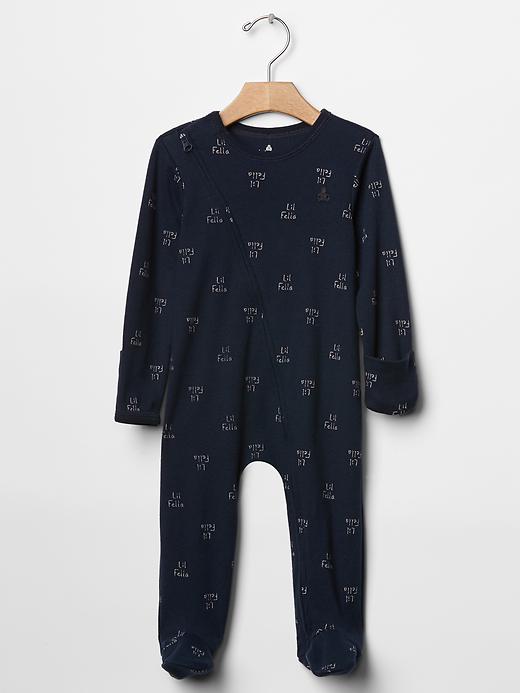 1 of 8 showing, with the color blue galaxy of product Favorite lil fella zip footed one-piece