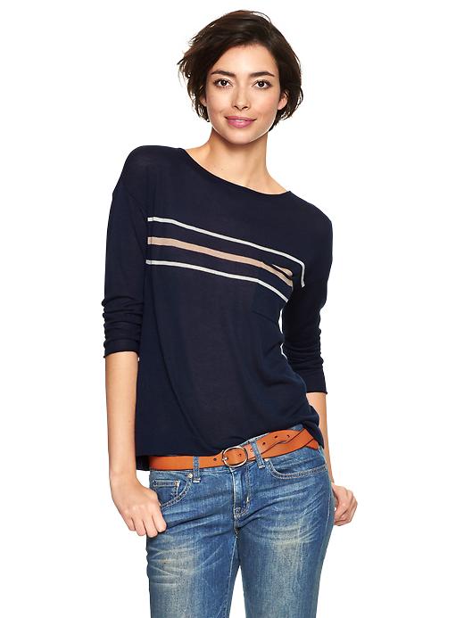 1 of 8 showing, with the color dark night of product Stripe boatneck sweater