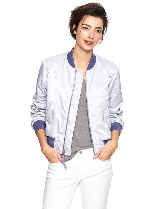 1 of 8 showing, with the color pure lavender of product Shiny bomber jacket