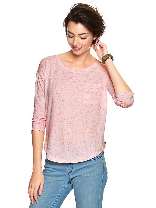 1 of 8 showing, with the color light pink of product Heathered hi-lo tee