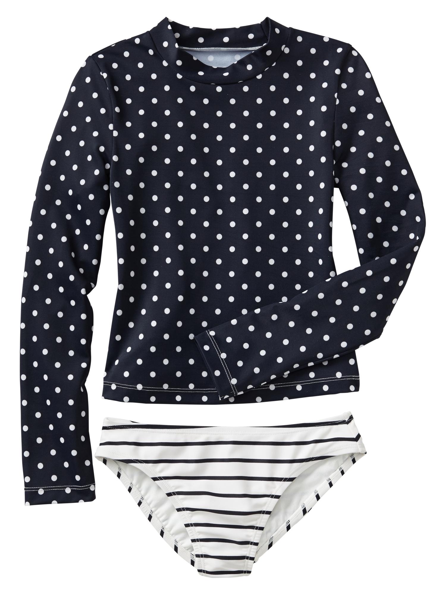 Mix-print long-sleeve rashguard two-piece | Gap