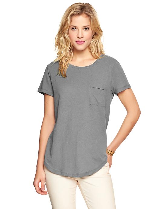 1 of 8 showing, with the color mercury gray of product Pocket shirttail tee