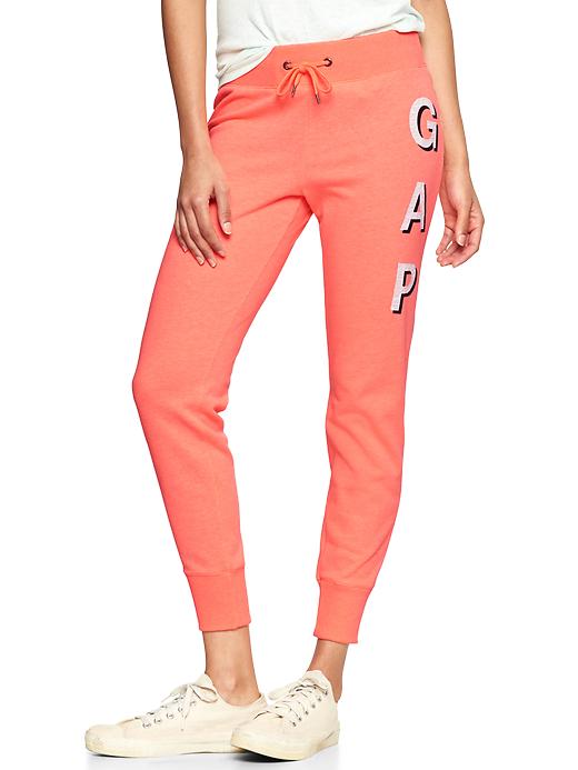 1 of 8 showing, with the color neon orange of product Logo shadow slim sweats