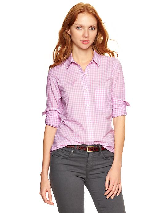 1 of 8 showing, with the color purple rose of product Fitted boyfriend gingham shirt