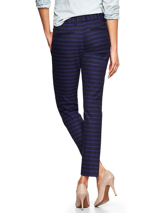 2 of 8 showing, with the color blue & navy stripe of product Slim cropped stripe pants