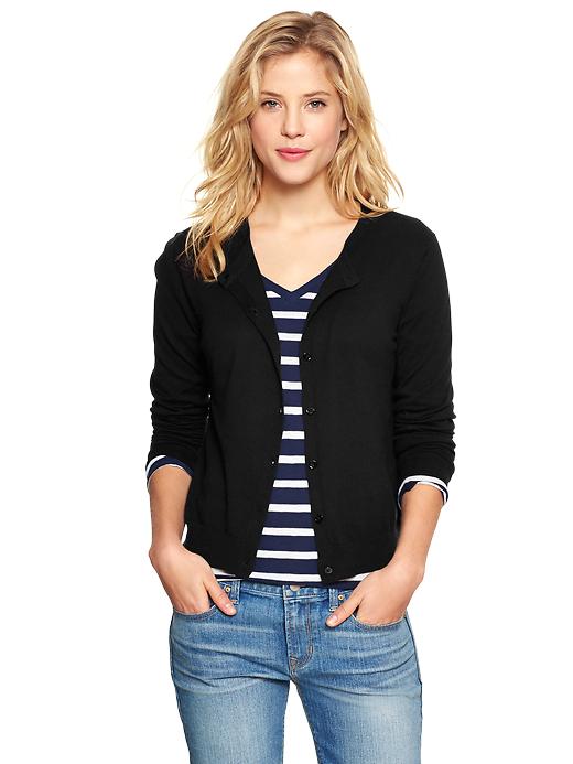 1 of 8 showing, with the color true black of product Luxlight cardigan