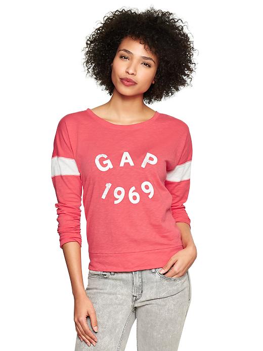 1 of 8 showing, with the color rose bush of product Varsity logo long-sleeve tee