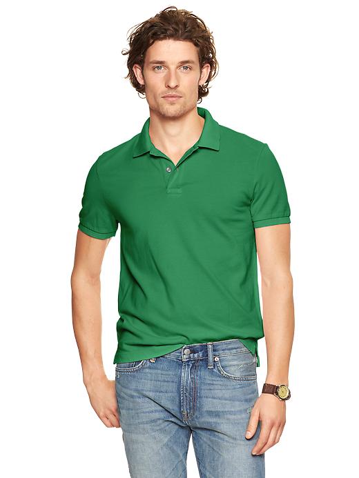 1 of 8 showing, with the color blade green of product Modern pique polo