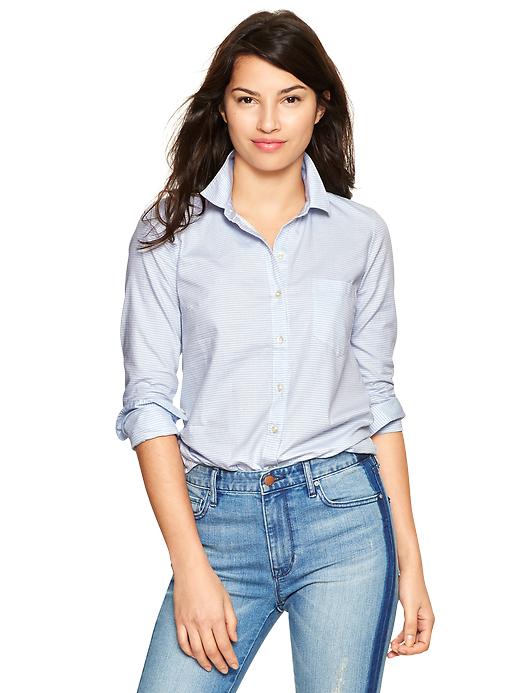View large product image 1 of 1. Fitted boyfriend mini-stripe shirt