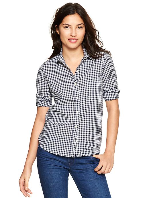 View large product image 1 of 3. Fitted boyfriend gingham shirt