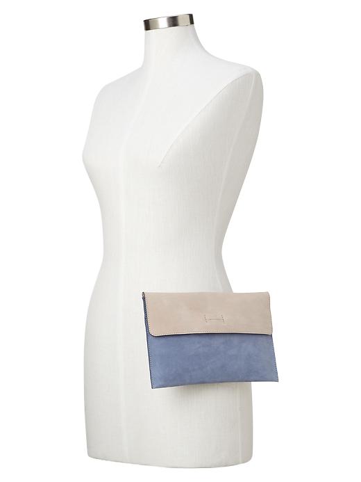 2 of 8 showing, with the color new capri blue of product Colorblock leather envelope clutch