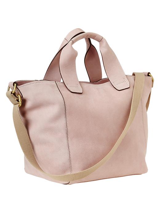 1 of 8 showing, with the color pink cameo of product Crossbody leather tote