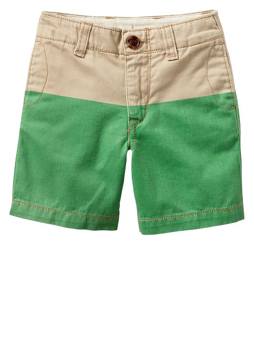 1 of 8 showing, with the color riviera sand of product Colorblock flat front shorts