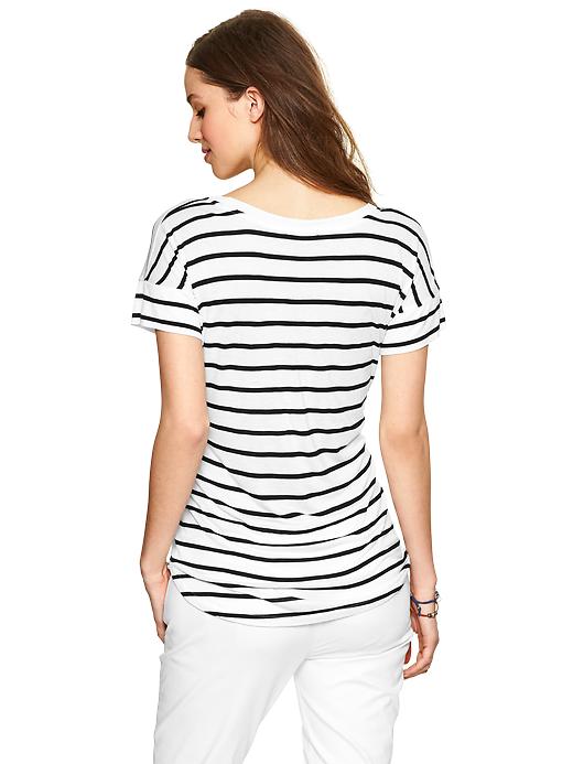 2 of 8 showing, with the color white stripe of product Striped curved hem T