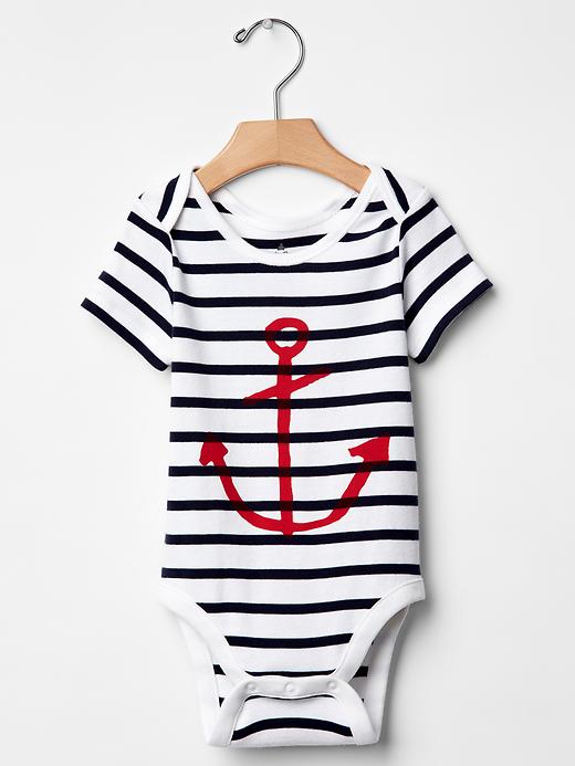 1 of 8 showing, with the color basic navy stripe of product Short-sleeve bodysuit