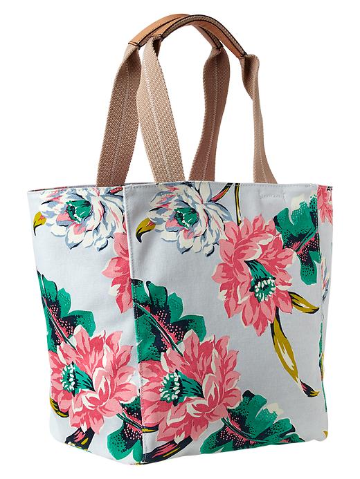 1 of 8 showing, with the color floral print of product Colorful printed canvas tote