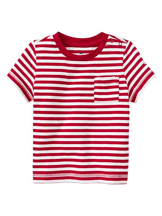1 of 8 showing, with the color admiral red of product Stripe pocket tee