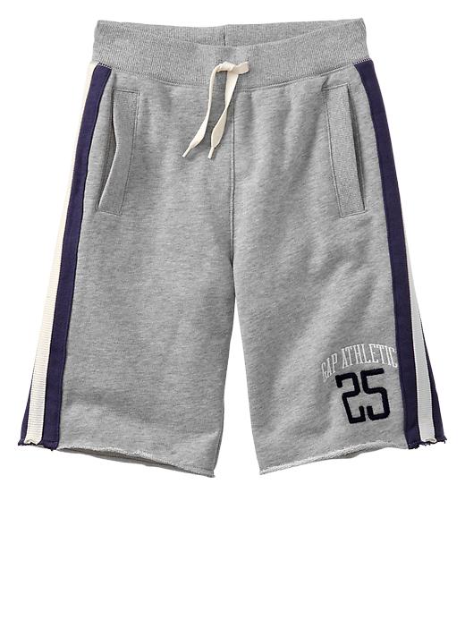 1 of 8 showing, with the color gray of product Side-stripe fleece active shorts