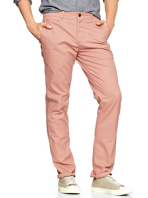 View large product image 1 of 1. Lived-in slim khaki
