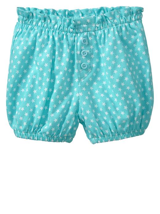 1 of 8 showing, with the color light blue/navy of product Ruffle-trim bubble shorts